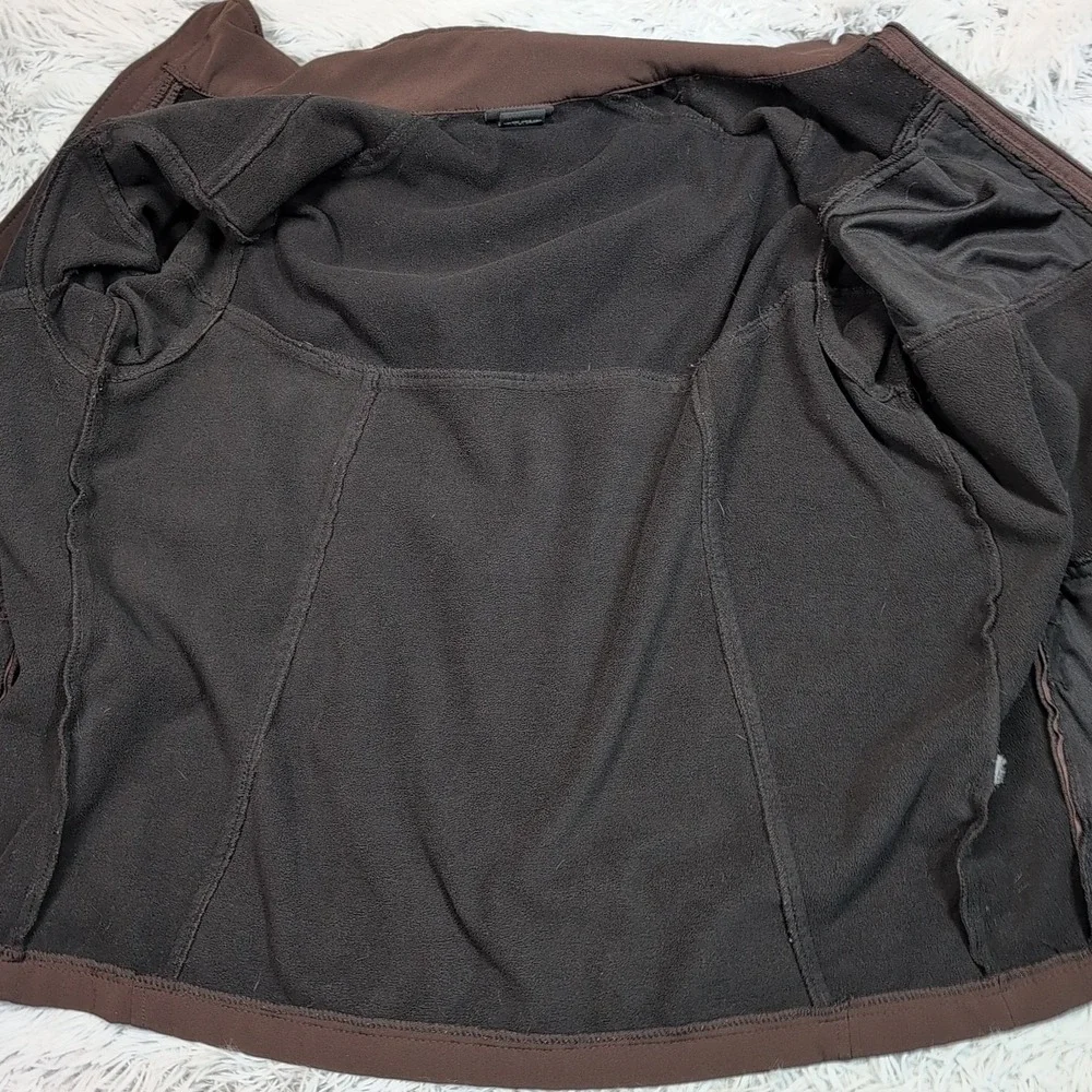 Snozu Performance Jacket Mens XL‎ Brown Logo Zip Up Pockets Lightweight Comfy
